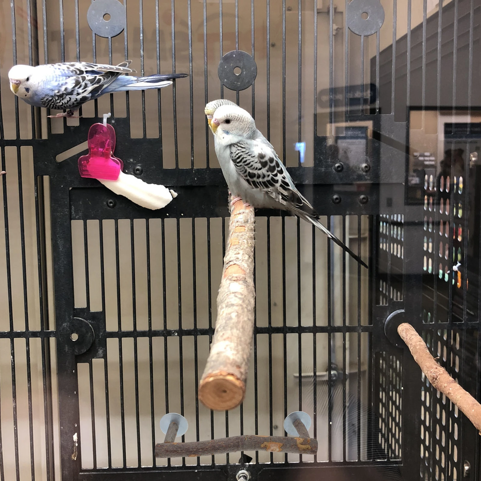 

Parrots Stand Pole Eat Bowl Standing Frame Wooden Bird Holder Food Supporting Rack