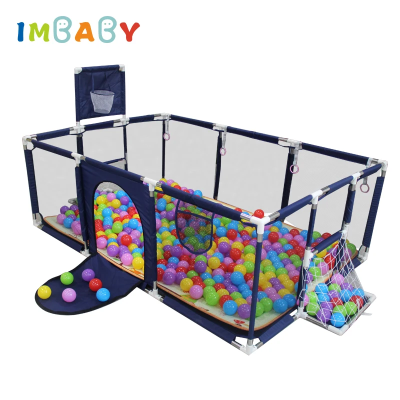 IMBABY Parque infantil para bebés Actividades en interiores para bebés Parques de fútbol y baloncesto para barreras de seguridad para bebés Valla de parque infantil para bebés