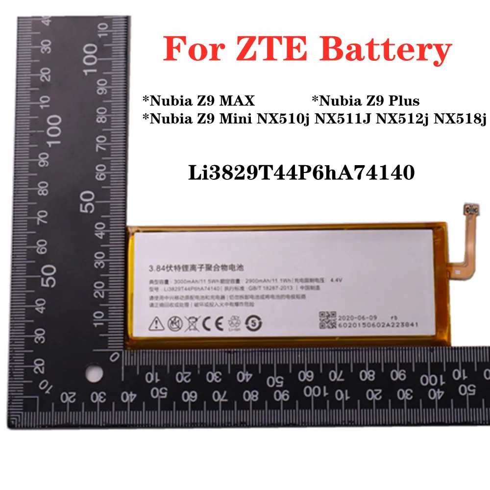

2021 High Quality Li3829T44P6HA74140 For ZTE Nubia Z9 MAX / Z9 Plus / Z9 Mini NX510j NX511J NX512j NX518j 3000mAh Phone Battery