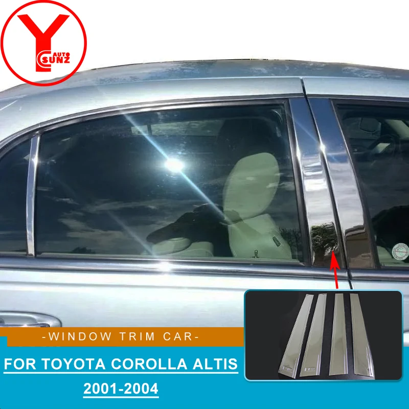 

Chrome Window Trim Car Center Pillar B-Pillar For Toyota Corolla ALTIS 2001 2002 2003 2004 ABS Car Styling Accessories YCSUNZ