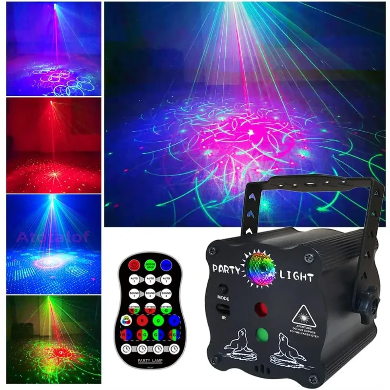 Laser Lights Show Projector - Sound Activated Strobe & Disco Ball DJ Lights for Christmas, Halloween, Glow Party Decor