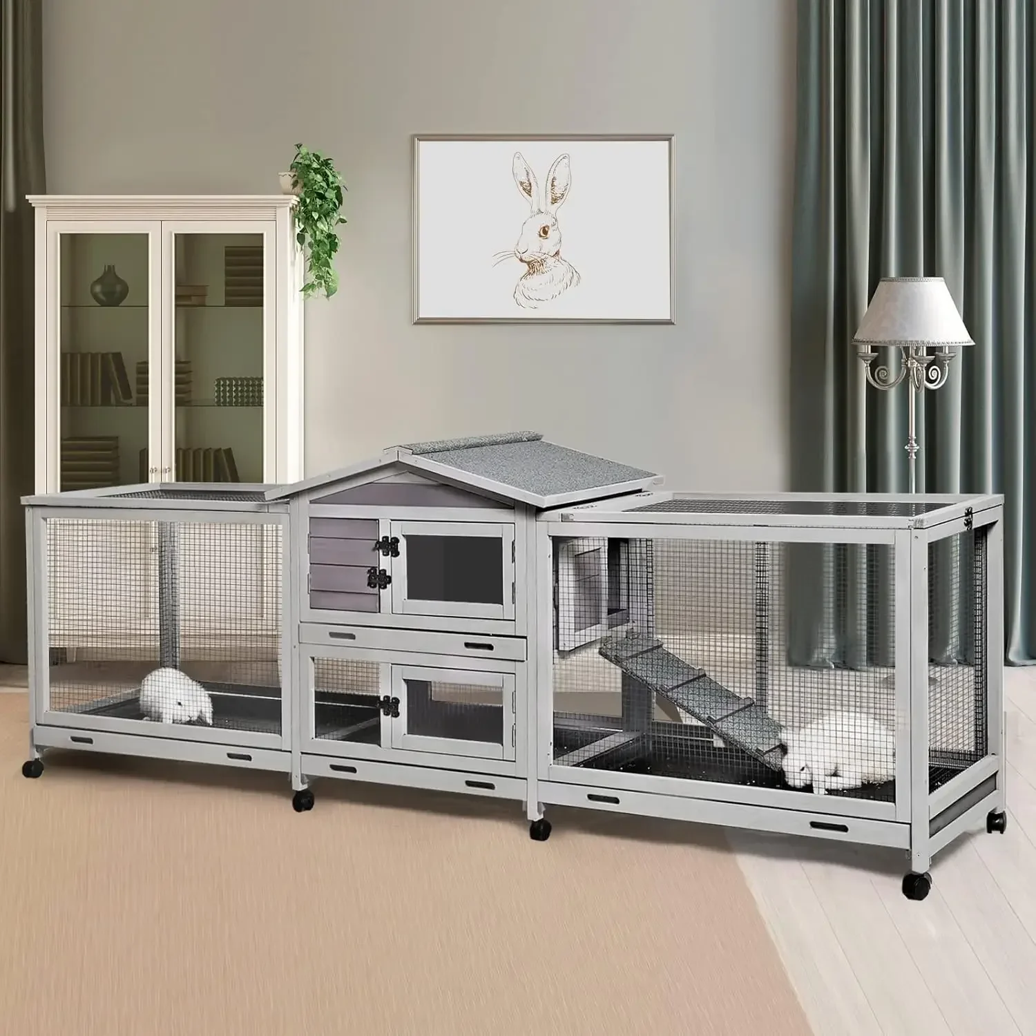 Chicken Coop Outdoor Rabbit Hutch with Run for Rabbits