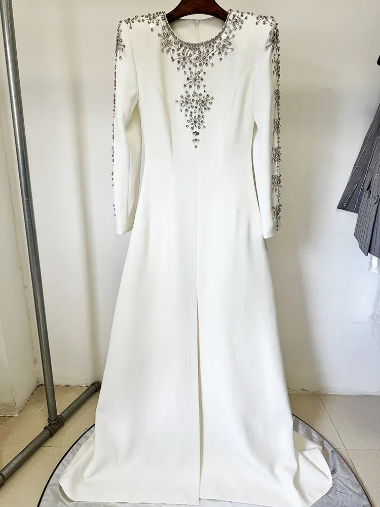 

Новейшая мода по индивидуальному заказу2025 дизайнерская вечеринка со стразами и бриллиантами, расшитое бисером длинное платье макси, вечернее платье для особых случаев