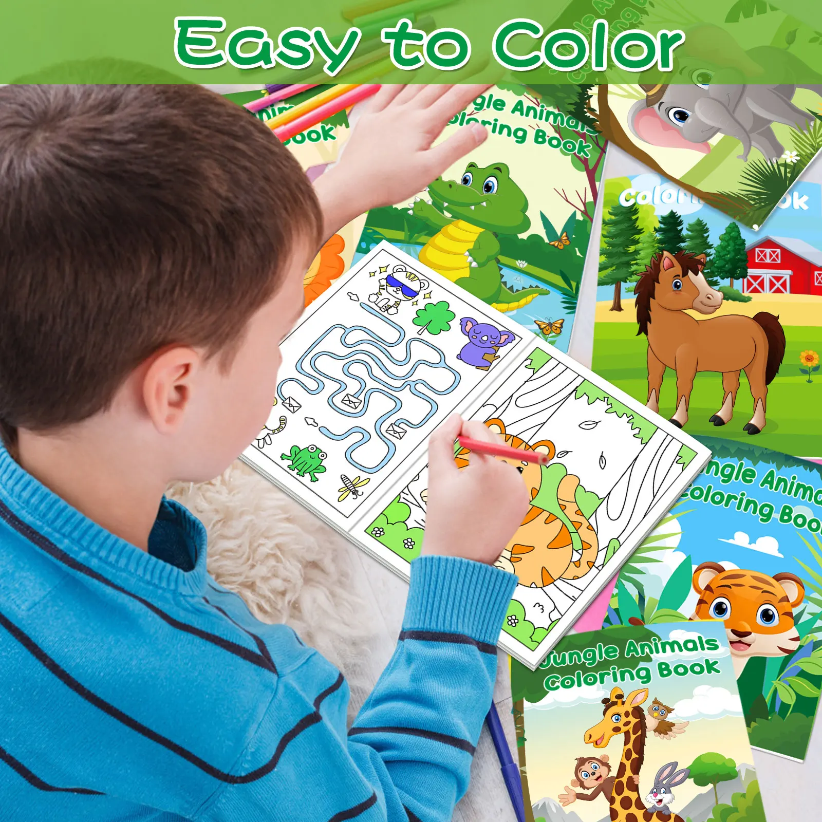 Mini Animais Livros de Colorir para Crianças, Animais Do Safari, Selva Safari, Favores, Presentes De Aniversário, Saco De Brindes, 24Pcs