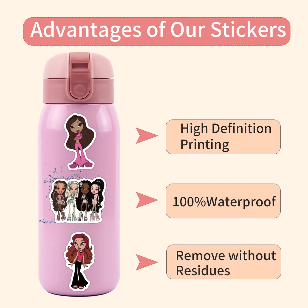 10/30/50/100PCS Bratz Graffiti Stickers Cute Doll Decal DIY Luggage Phone Guitar Fridge Skateboard Waterproof Sticker Kid Toys