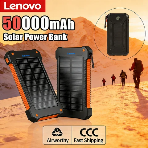 Power Bank Solare 50000mAh – Ricarica Rapida Con Pannello Monocristallino, 4 Uscite, Torcia LED 30W, Per Campeggio E Emergenza, Resistente E Portatile