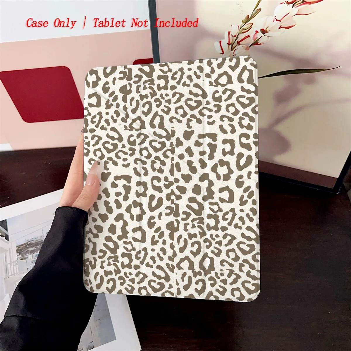 Elegant Y-Fold Acrylic Light Brown Random Art Patterns iPad Case For Apple iPad Pro 12.9 Air 3 Mini 5 9th Gen Cover