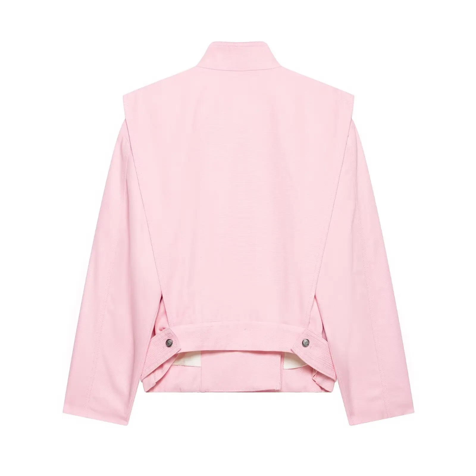 HH Damen Elegante Asymmetrische Jacke Stehkragen Knopfdetail Oberbekleidung Frühling Herbst Business Casual & Büro Streetwear – Detail 3