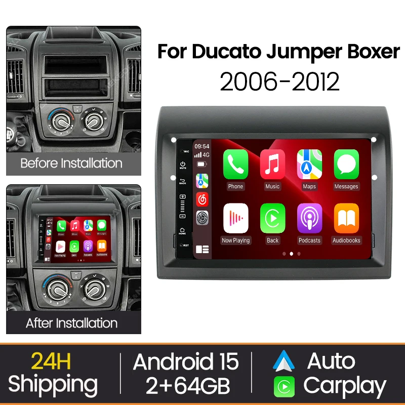 Radio para Auto MEKEDE con Android 15 para Fiat Ducato, Citroën Jumper, Peugeot Boxer 2006-2012, Reproductor Multimedia con Carplay Inalámbrico