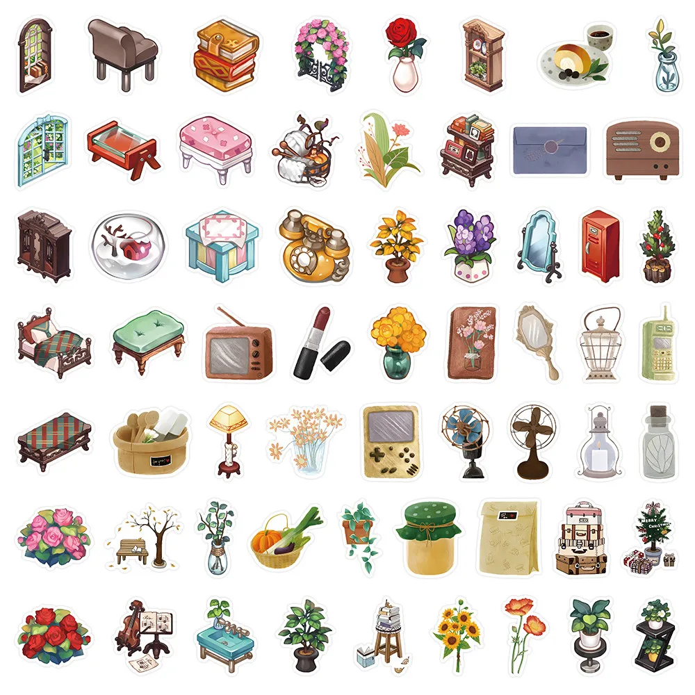 60 قطعة من ملصقات نمط جرلي الحلو الأصلية - شارات عنصر لطيفة للمجلات وحقائب الهواتف لمتجر ملصقات BulingBulingStickers #3