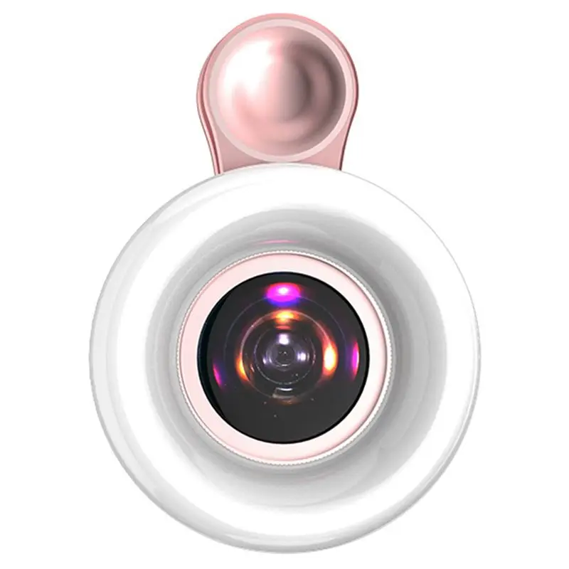 2X LED Phone Lens Selfie Ring Light Mobile Phone Fill Light HD Macro Dimmable Lamp Beauty Ringlight Rose Gold