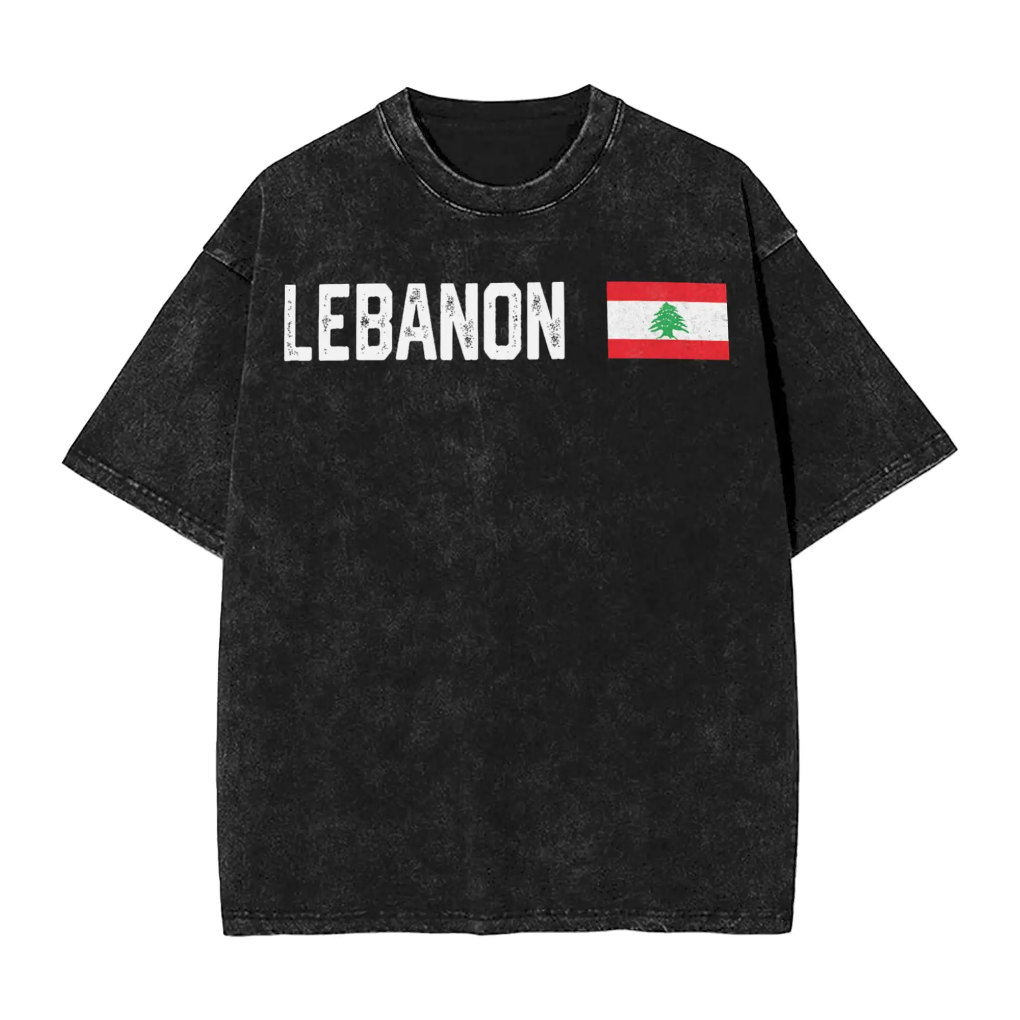 Lebanon National Flag Retro T-Shirt  Harajuku T-Shirts Short Sleeve Y2K Retro Tops Beach Cotton Crewneck Oversized Top Tees