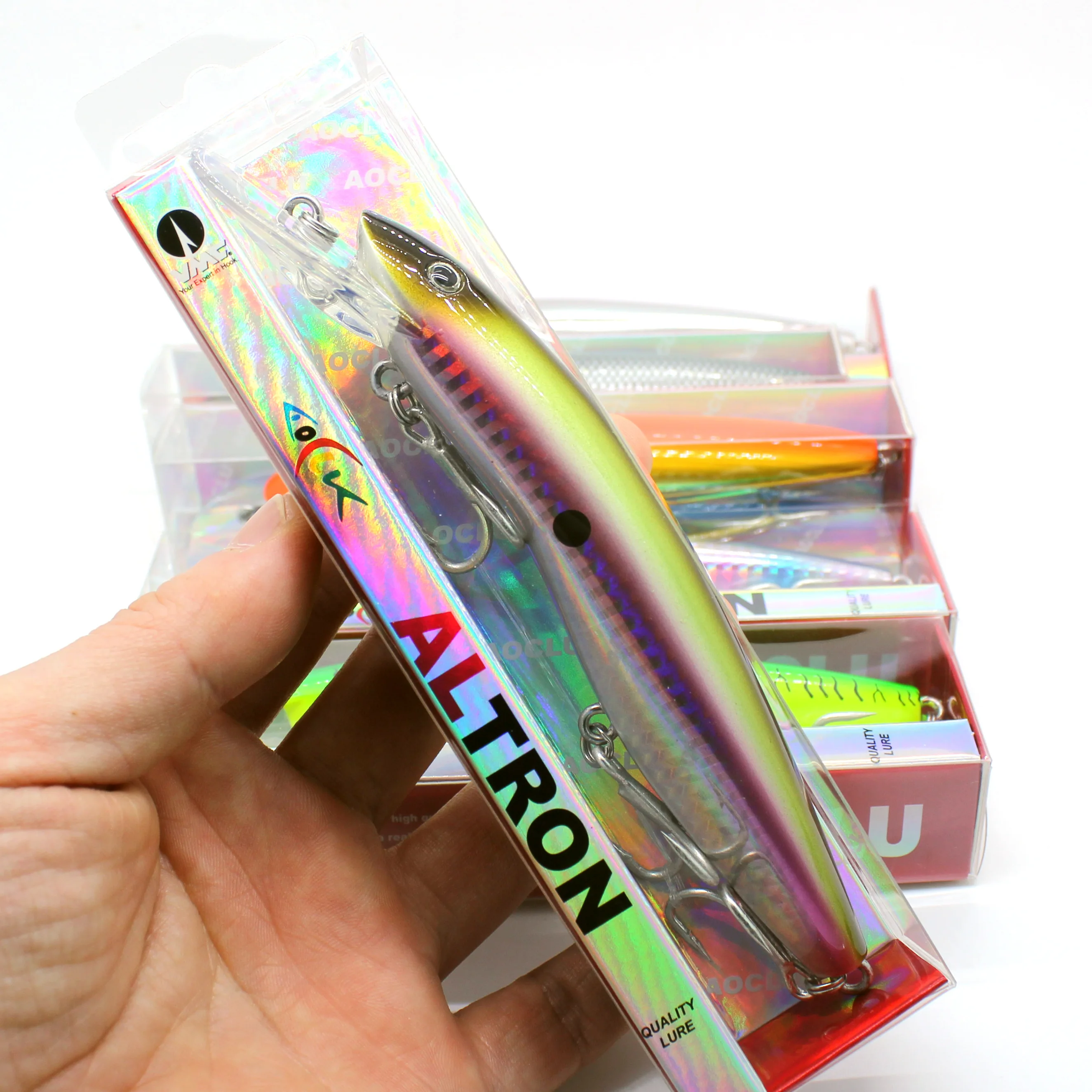 AOCLU Schwimm Minnow 125mm 26g Harten Köder Jerkbait Rassel 1PC Draht Für Tiefe Meer Boot Felsen Locken 4X Höhen Haken Japan Qualität – Detail 31