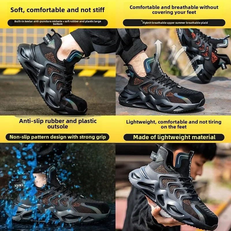 Work Sneakers Men Indestructible Safety Shoes Men Steel Toe Shoes Work Boots Men Puncture Proof Industrial Boots High Quality
