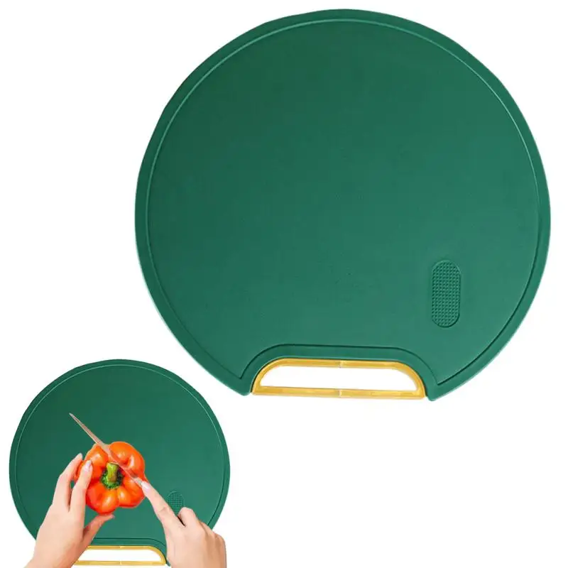 

Kitchen Cutting Board Double-Sided Anti-mildew PE Chopping Board Non Slip Stand-Up Round Green Food Cutting Mat Kitchen Supplie