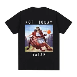 Not Today Satan Jesus Vs Satan in T Shirt Harajuku Casual T-shirt Men's Women's Fashion Cotton Oversized T Shirts Streetwear