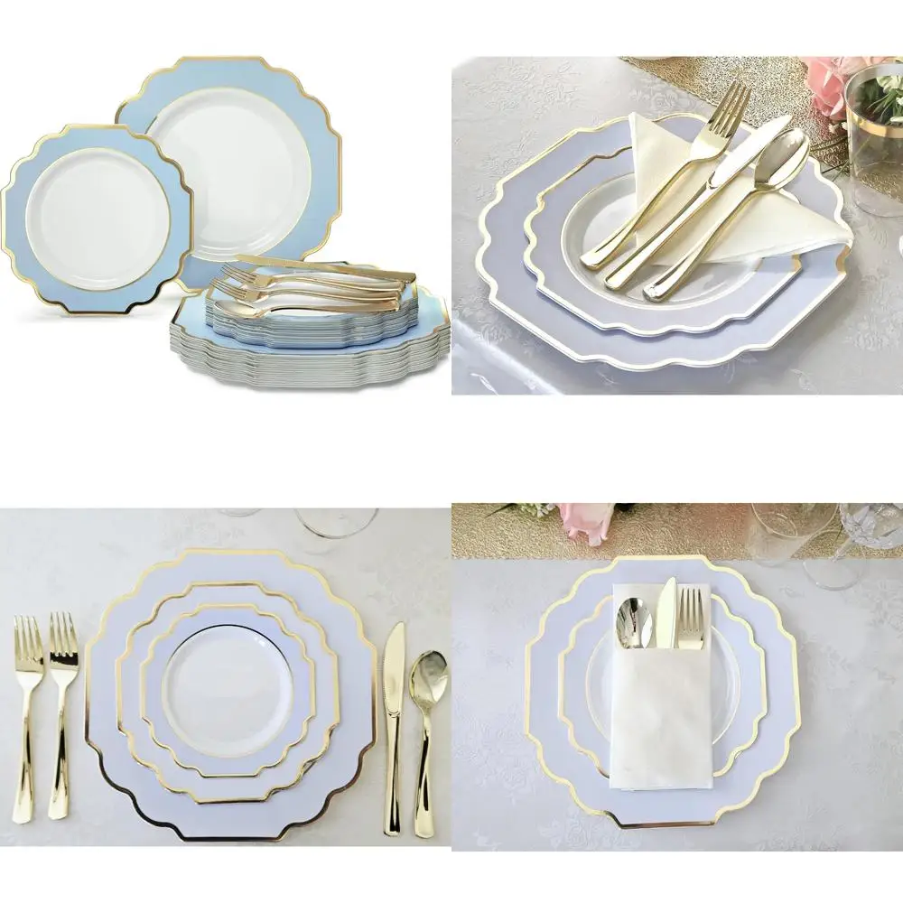 

Одноразовый сверхпрочный набор свадебной посуды для 25 гостей: 150 предметов, 10,5 и 8 тарелок, столовые приборы, столовое серебро