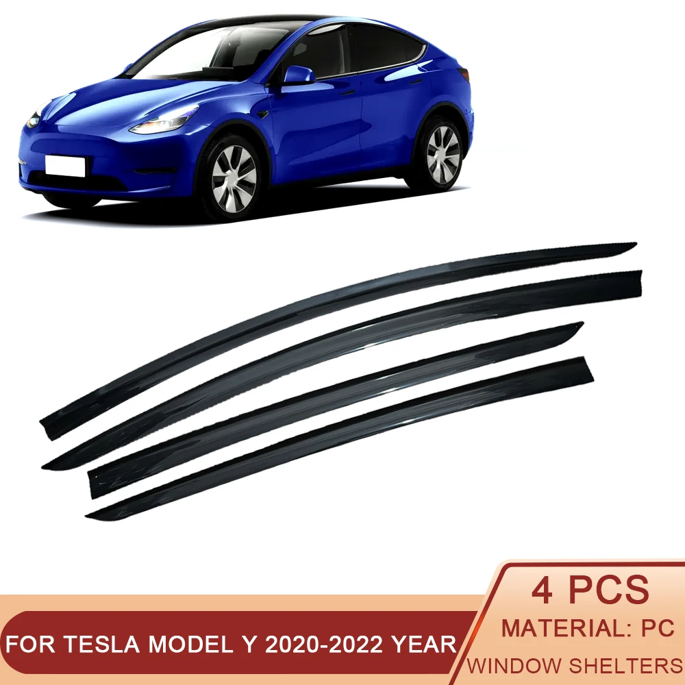 Window Visor for Tesla Model Y 2020-2022 Weathershied Door Visor Wind Sun Rain Guards Side Window Wind Deflectors Auto Parts