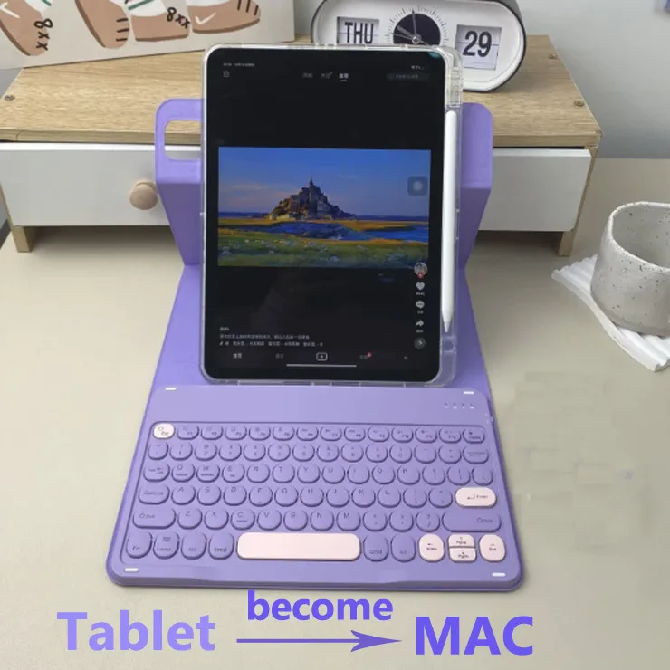 

Вращающаяся клавиатура для IPad Air 11 Air 6th 4 5 10,9 2022 10,2 9th 8th 7th Gen Pro 11 Air 3, Прозрачный Акриловый чехол со слотом для ручки