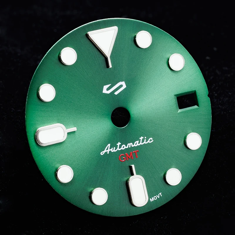 Циферблат часов 28,5 мм со стрелками GMT Sunray, светящаяся подставка NH35 NH34, циферблаты, автоматический механизм