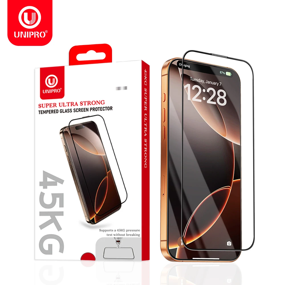

Ультрапрочное закаленное стекло UNIPRO для iPhone 17 16 Pro Max, защитная пленка для экрана, прочная пленка 45 кг для iPhone 17 Air 15 14 Pro Max