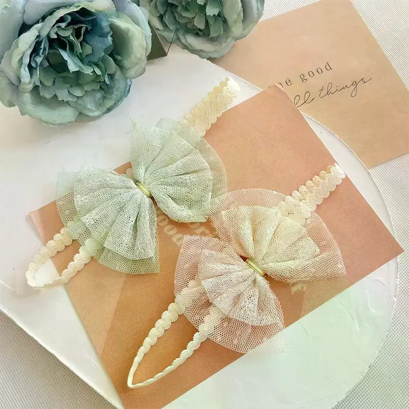 

Кружевная детская повязка на голову с декором принцессы, головные уборы для фото новорожденных на первый день рождения, вечерние аксессуары для волос