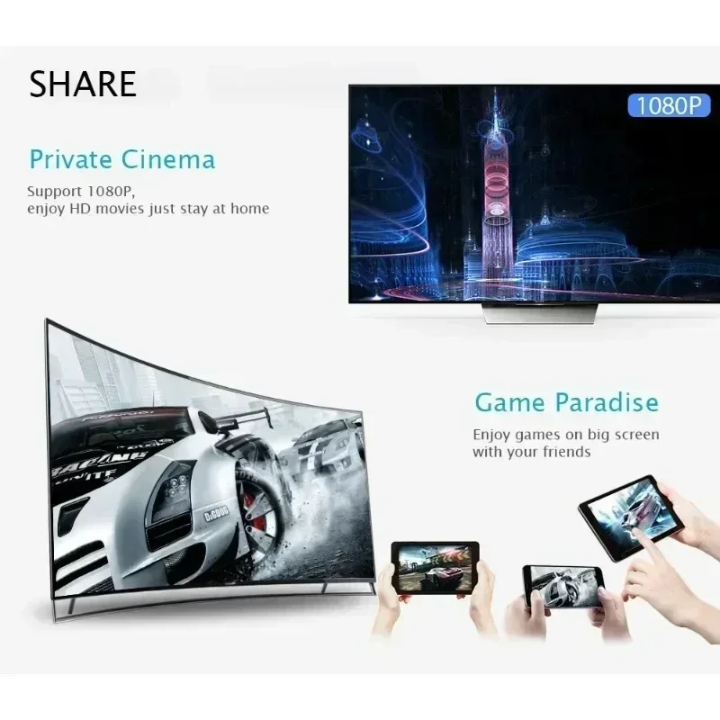 Mini 1080p Model Hdmi Wireless Screen Projector Live Streaming Screen Sharing Screen Projector Suitable For Android Iphone