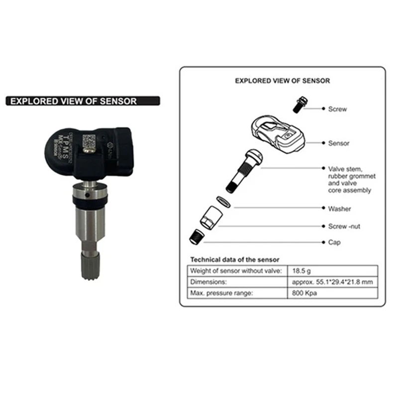 Capteur TPMS programmable adapté au système de surveillance de la pression AUnicknopathie, capteur Z 433 successif, universel 2 en 1, 315Mhz, 4