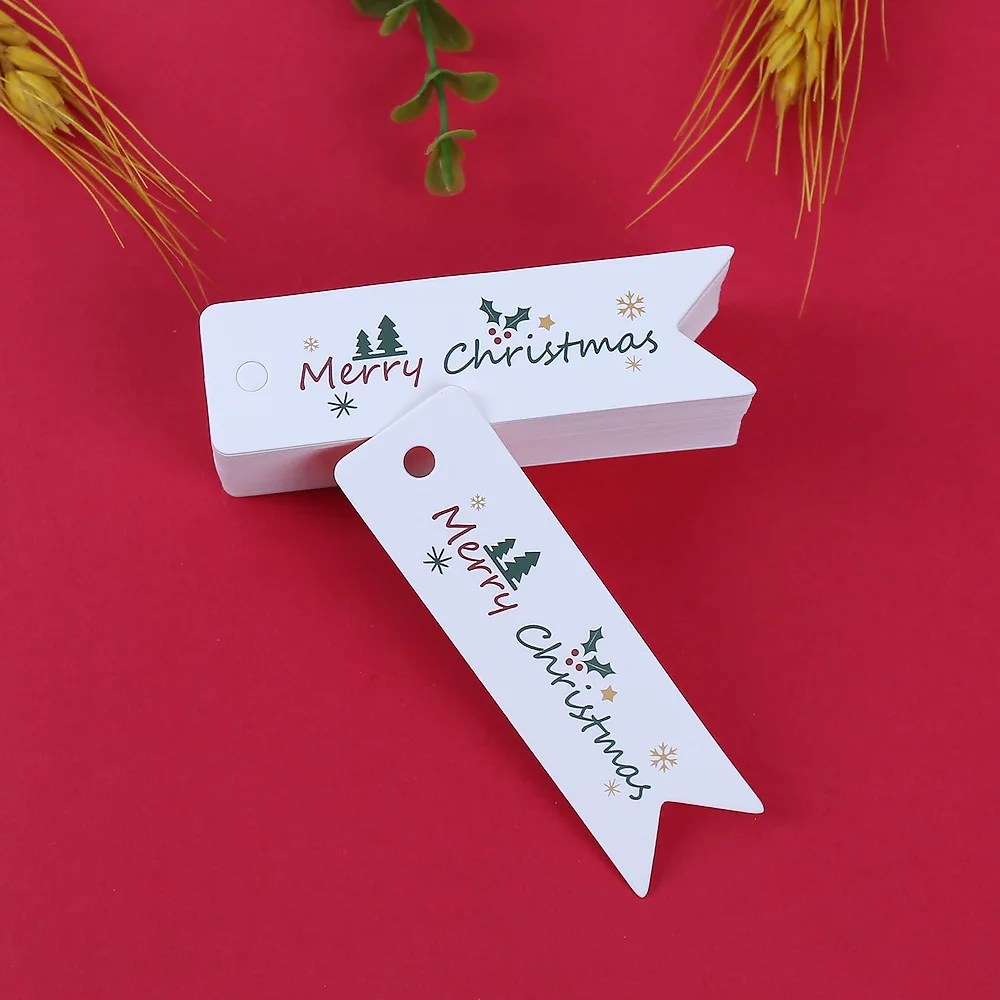 100pcs X-mas Christmas Kraft Paper Tags Cardboard Cards Christmas Party Gift Packing Tag Cookie Candy Packaging Supplies
