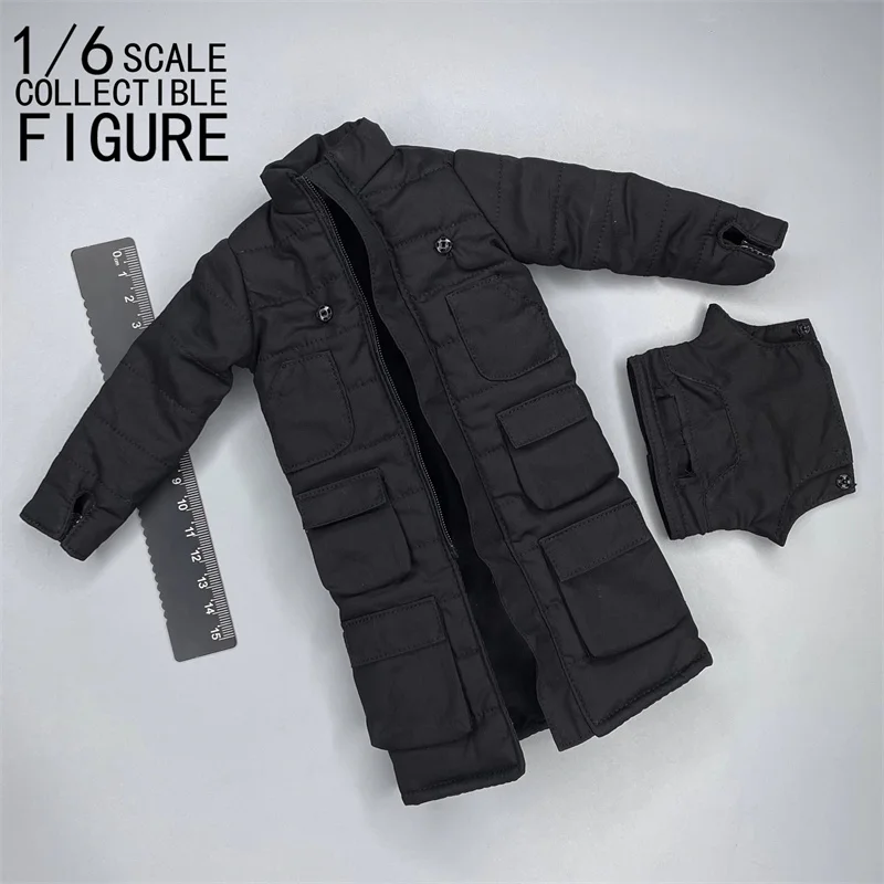 1/6 Scale Trendy Handsome Black Cotton Jacket Leather Jacket Long Sleeved Top Long Pants Fit 12 inch Action Figure Model Toys