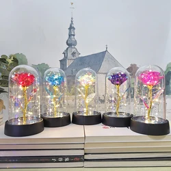 LED Light Foil Flower Artificial Rose Flowers Night Lamp Valentines Day Gift For Girlfriend Eternal Rose Wedding Decorative Gift