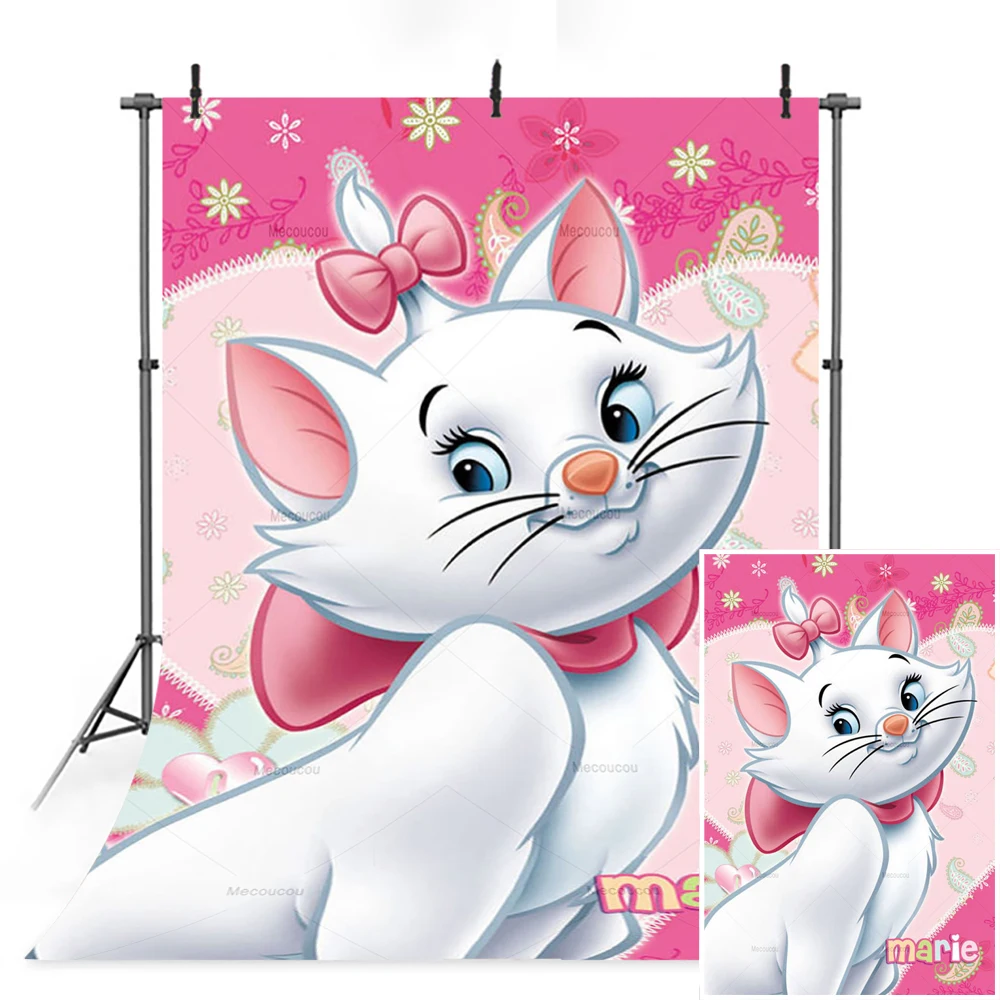 

Marie Cat Baby Shower Girls 1st Birthday Backdrops Photography Party Decor Background Photo Photographic Photocall Studio Shoots