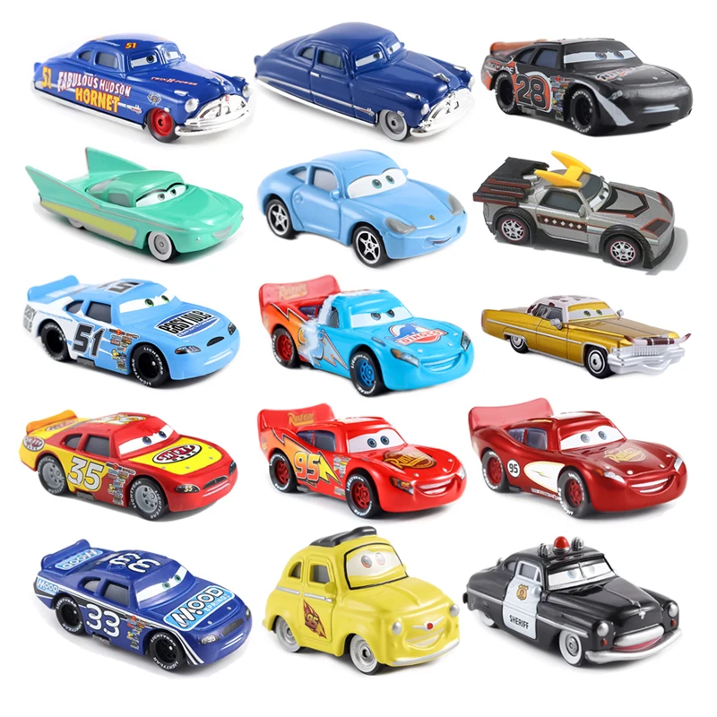 Coches de Disney Pixar, modelo Doc Hudson Lightning McQueen Chick Hicks, coche de juguete 1:55, fundición a presión de Metal, regalos para niños, juguetes de coches de carreras