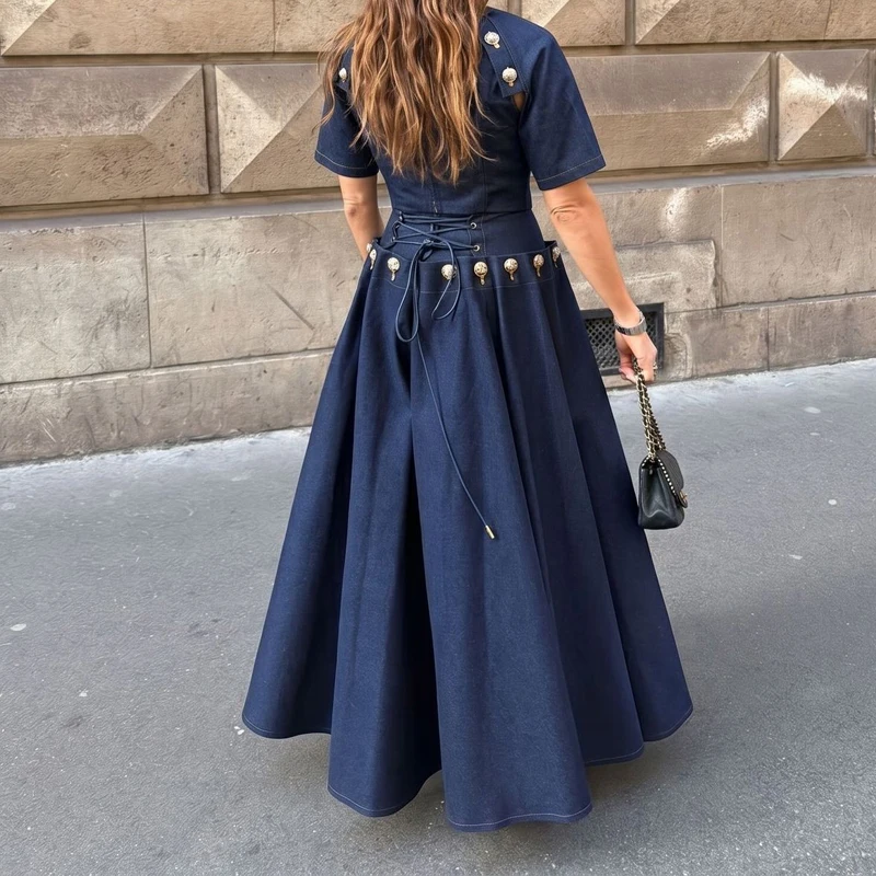 

New Elegant Single Breasted Top+Skirt 2pc Set Fashion Solid Slim Pleated Club Party Suit Temperament O-neck Short Sleeved Outfit