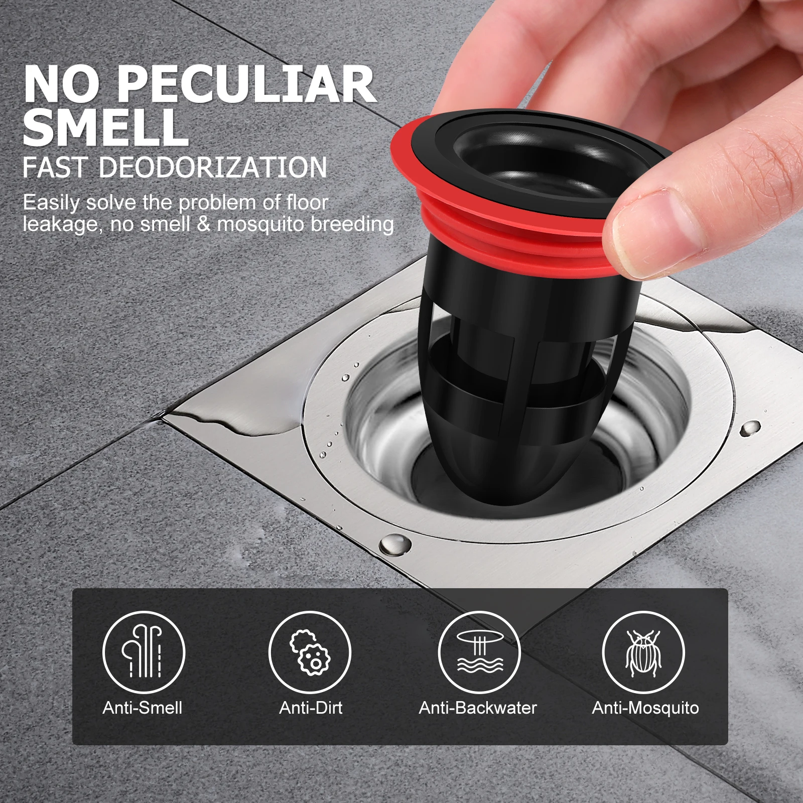 

2pcs Floor Drain Core Deodorizer Odor Blocker Plug for 3.7-5.2cm Holes Easy Install No Tile Removal 360 Degree Fast Drain