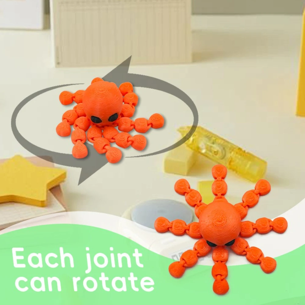 

2Pcs Movable Joint Animal Toy Mini Octopus Stress-relieving Toy Decoratio Baby Bath Toys Summer Swimming Play Water Toy