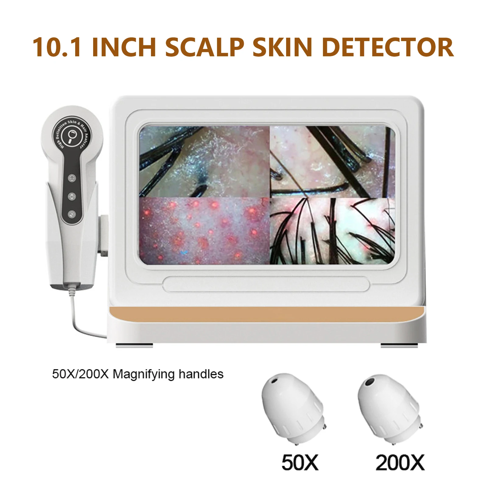 2025 NEUE HD Digital Haut Analysator Professionelle Haar Kopfhaut Kamera Detektor Haarfollikel Öl Feuchtigkeit Test Gerät 10 zoll 50/200X