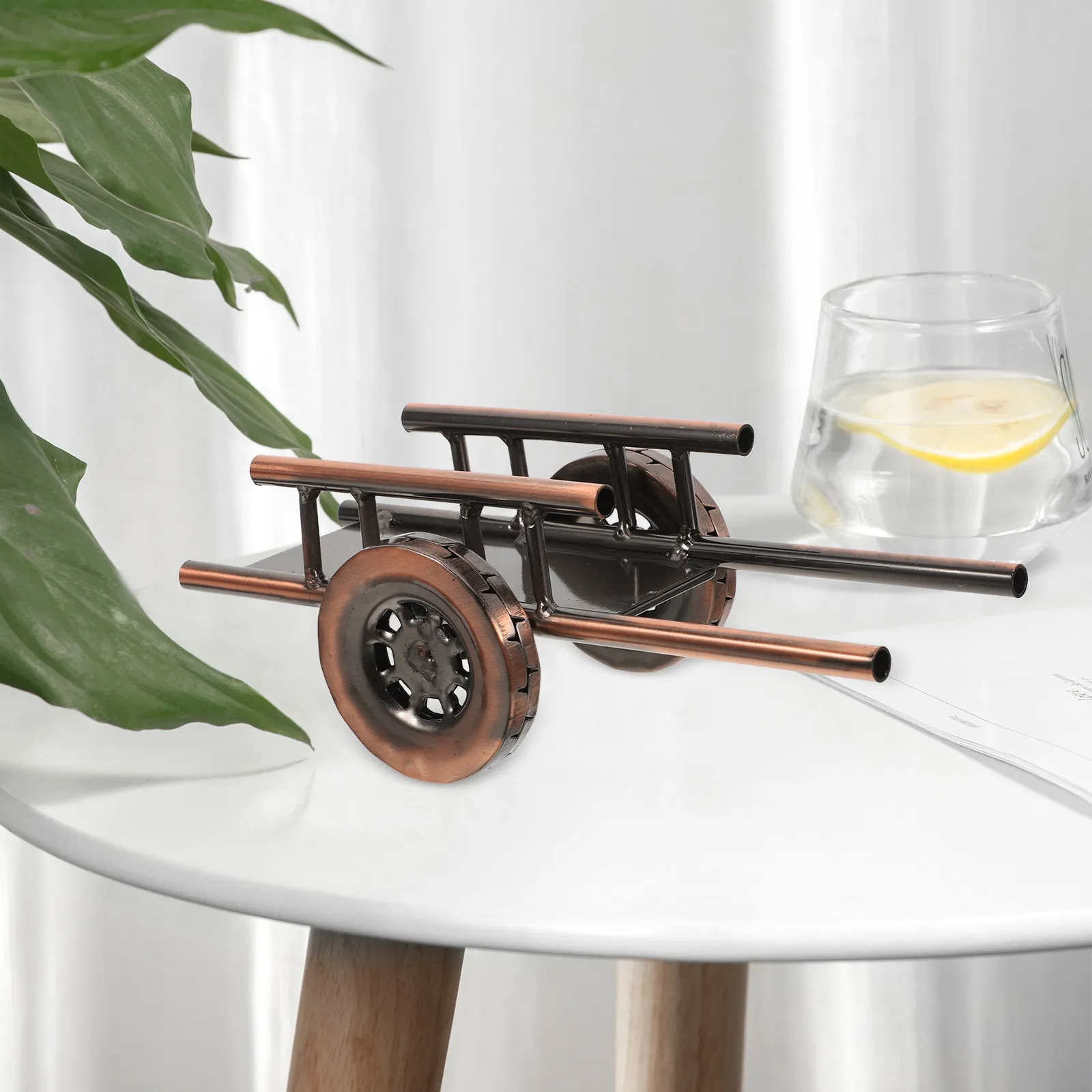 -Inspired Iron Trolley Decor Wine Cabinet Adornment Bar Display Piece Retro Shopping Trolley Nostalgic Elegant