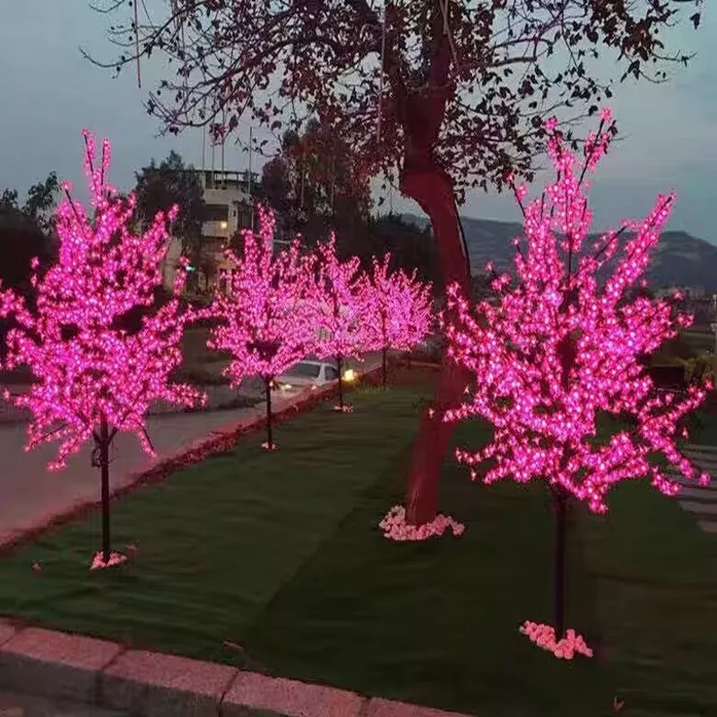 Outdoor Lighted Cherry Blossom Tree Light Rainproof  7 Colors 110V 220VAC Wedding Christmas Landscape Lighting Garden Decor