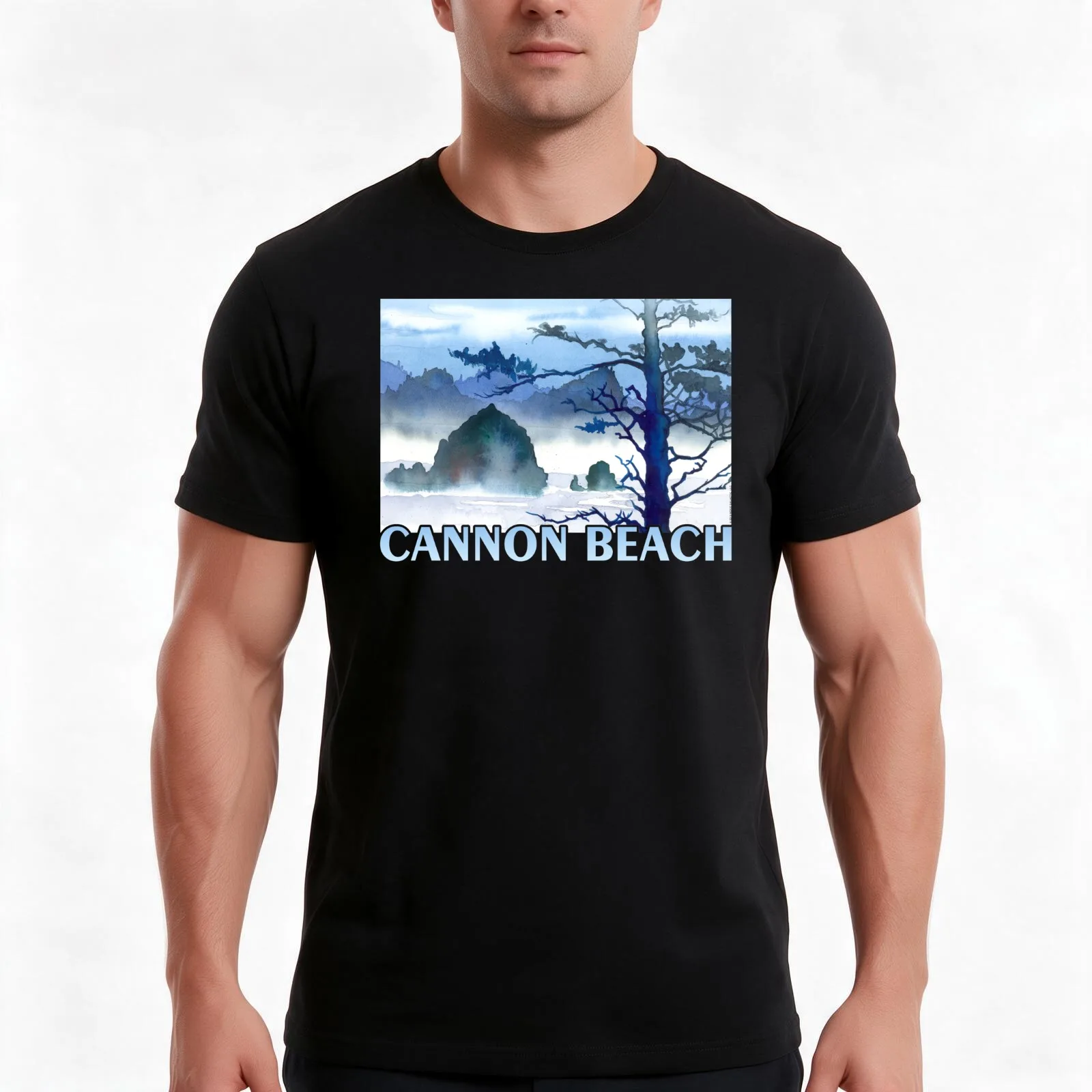 Cannon Beach Haystack Rock T-Shirt Summer Casual Cotton Tee Oversized Streetwear Tops Vintage Graphic Print Unisex Men Women