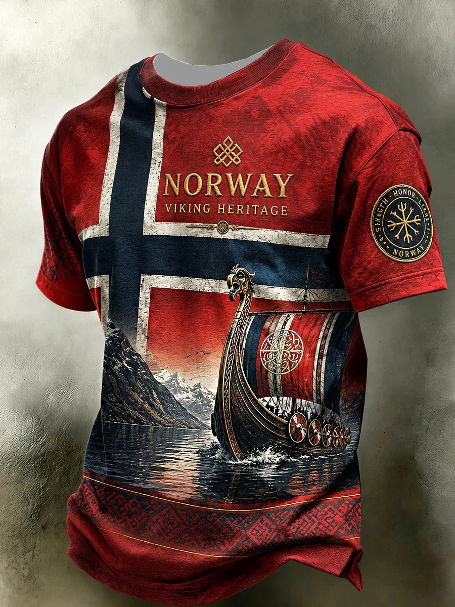 Nordic Viking Retro Style 2026 Norway Fan Jersey Adult Kids Casual Football Short-Sleeve T-Shirt Breathable Quick-drying Soft