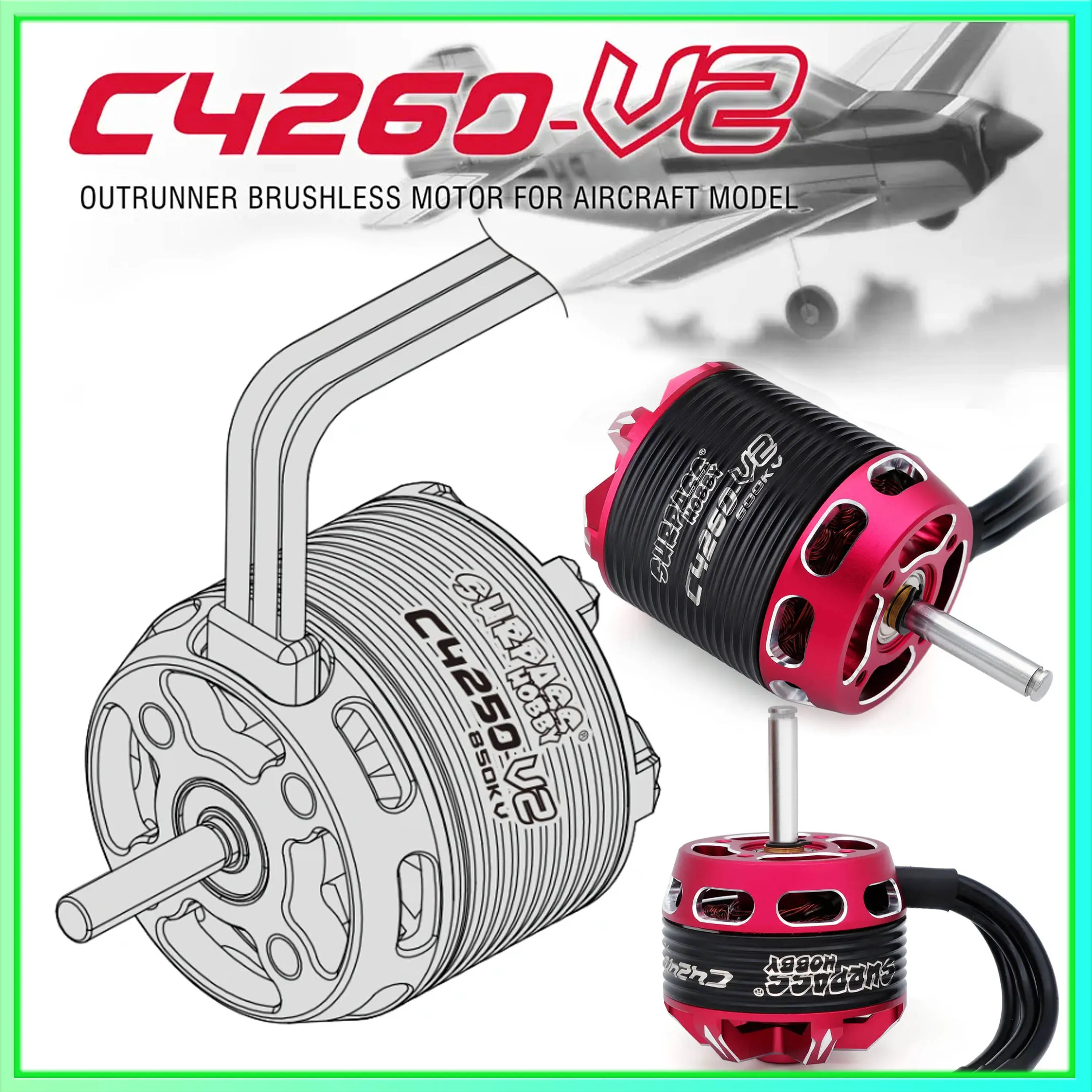 

SURPASS HOBBY C4240 C4250 C4260 V2 Outrunner Brushless Motor 3-6S for RC Fixed-wing FPV Drone Quadcopter Multicopter Plane Parts