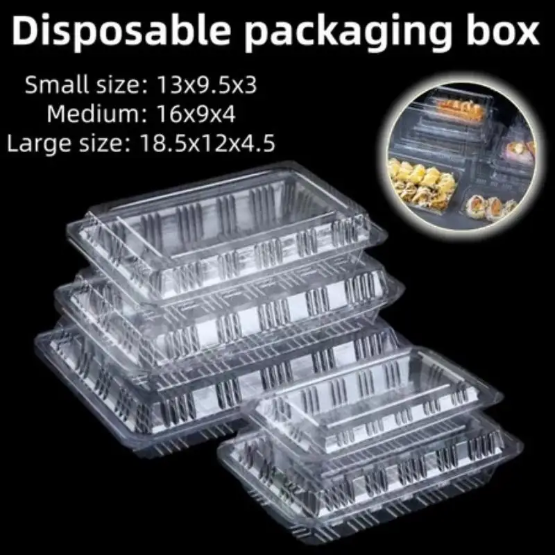 〔NN71〕100PCS Disposable Packaging Box Tight Seal Crush Resistant Transparent Food Container One-Time Packaging Box