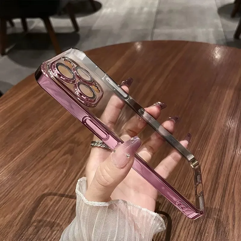 아이폰 16 15 14 13 12 11 Pro Max Plus 16Pro용 카메라 보호 도금 베젤 고급 폰 케이스 커버 쉘