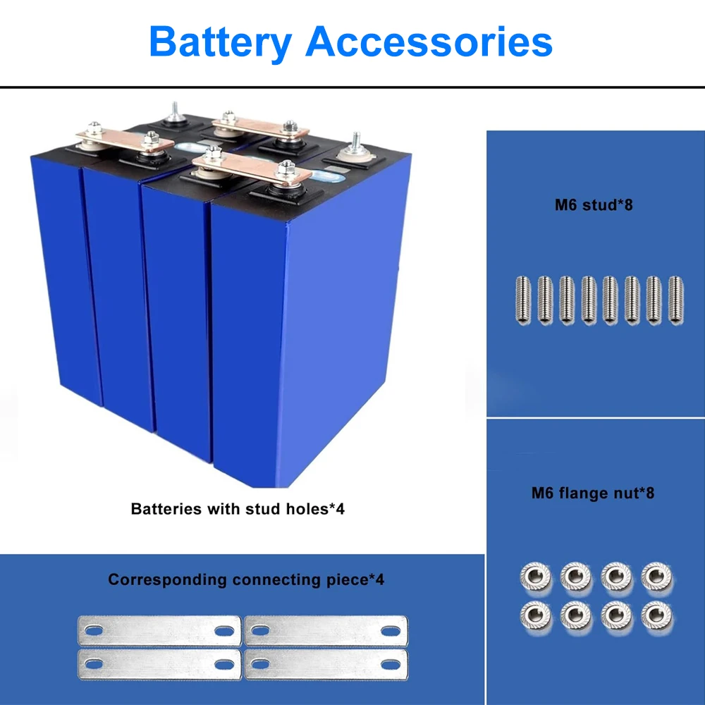 3.2V LiFePO4 Battery 310Ah 280Ah 100Ah with QR Code Grade-A Full Capaticy 6000+ Cycles LiFePO4 Battery with Screws Free Shipping