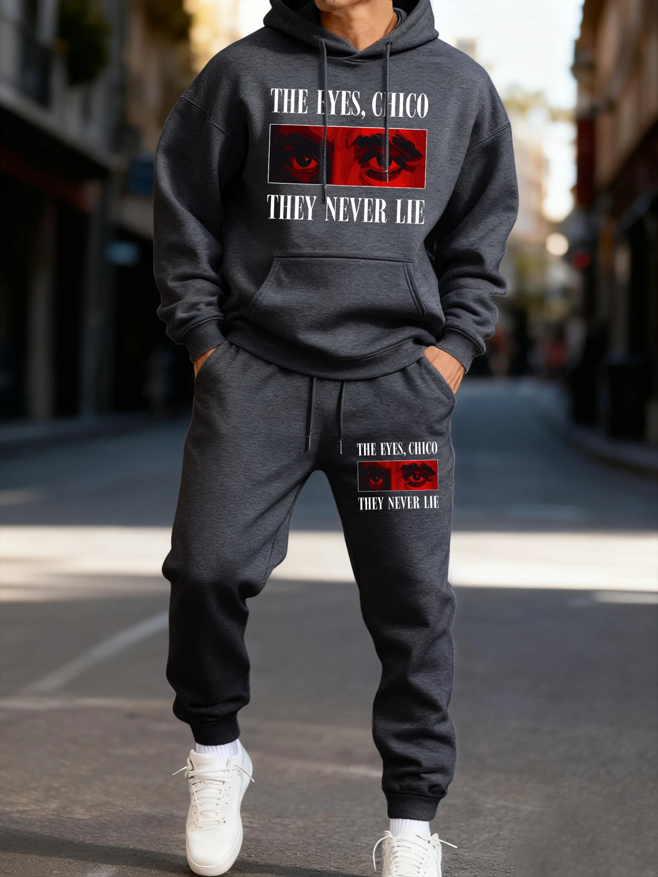 The Eyes Chico They Never Lie Printed Man Hoodie Set Casual Winter Two Pices Sets Sporty Long-Length Pants Couple'S Hoodies