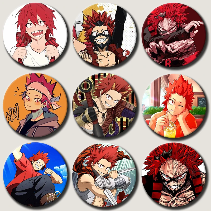 

58mm Anime Character Eijiro Kirishima Soft Button Pin Hero Cartoon Brooch Creative Badge for Backpack Clothes Decoration Gift