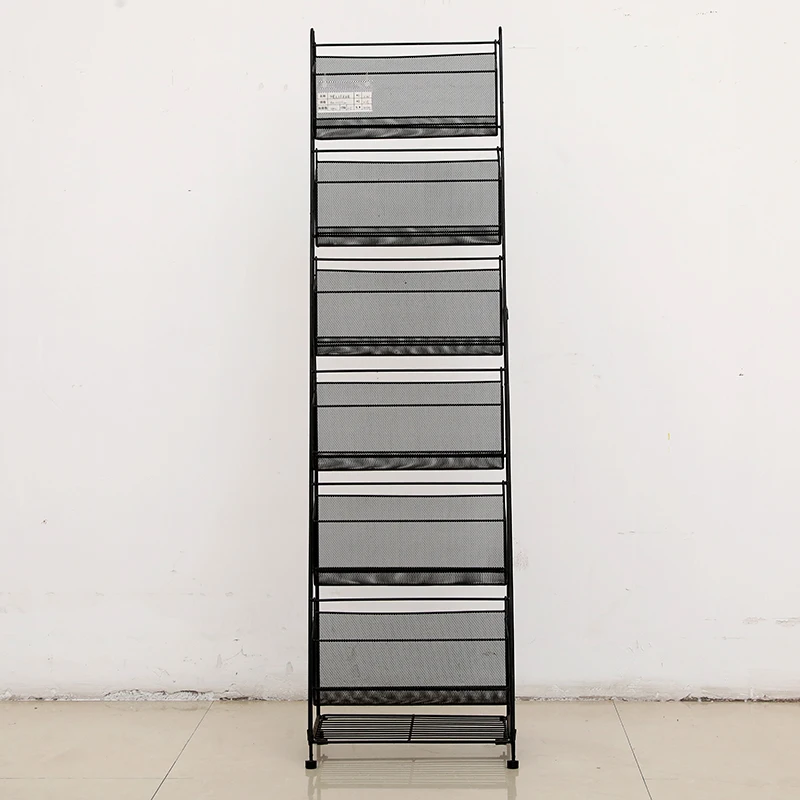 

Dilated Metal One Side Six Net Surfaces Layer Stable Magazine Rack with Four Feet