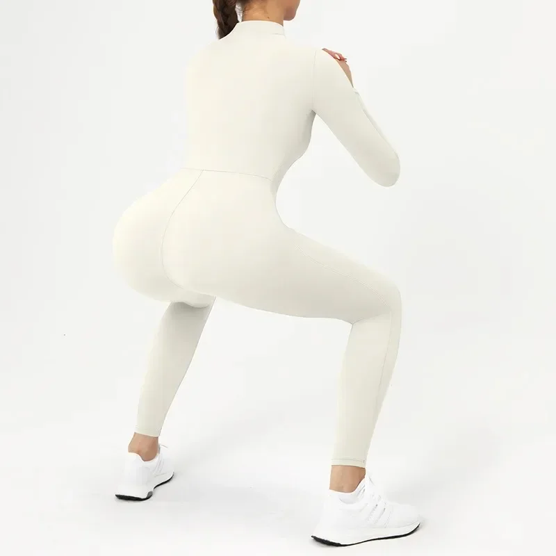 Warme, dünne Fleece-Overalls, Damen-Trainingsanzug, Winter und Herbst, einteiliger Sportanzug, Fitness, lange Ärmel, Workout-Body