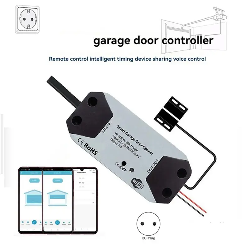 2X Tuya WIFI Smart Garage Door Opener Controller APP Voice Control Intelligent Switch Support Family Sharing Control(EU)-Y41A